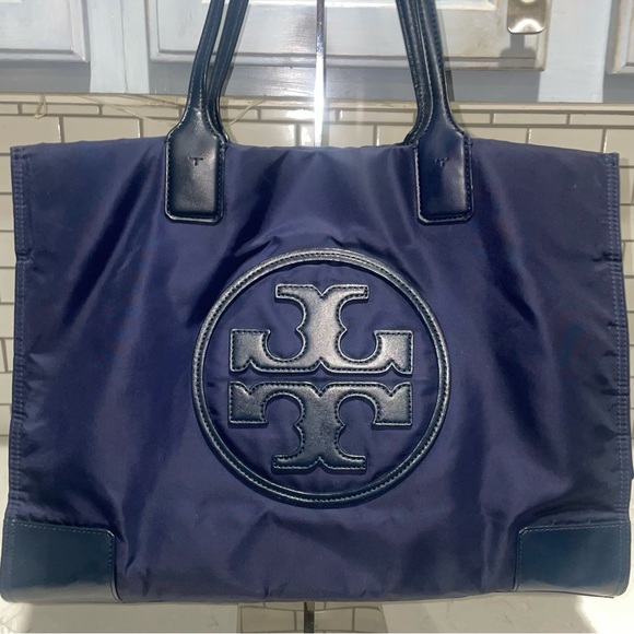Tory Burch Navy Large Ella Tote - Picture 1 of 15